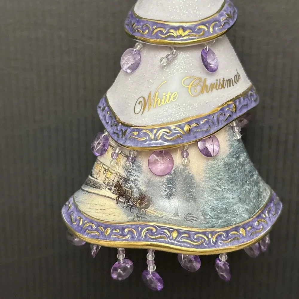 Thomas Kinkade Classic Ornaments, 2 Decorated Christmas Tree, White & Nativity